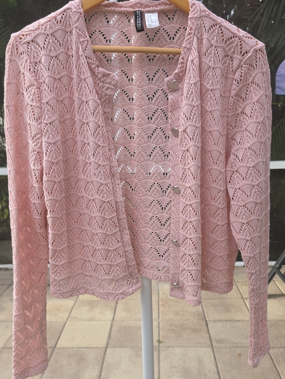 H&M Divided Pale Pink Pointelle Knit Cardigan